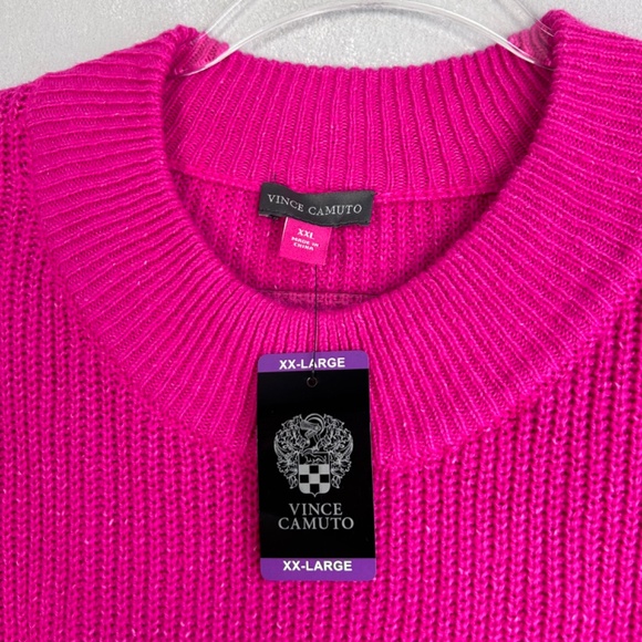 Vince Camuto size XXL knit sweater bobble stitch sleeve pink cotton blend NEW - Picture 10 of 13